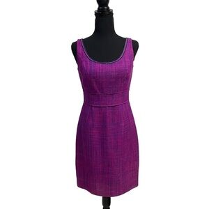 Trina Turk Dress Women’s Size 4 Purple Pink 100% Silk Tweed Dress